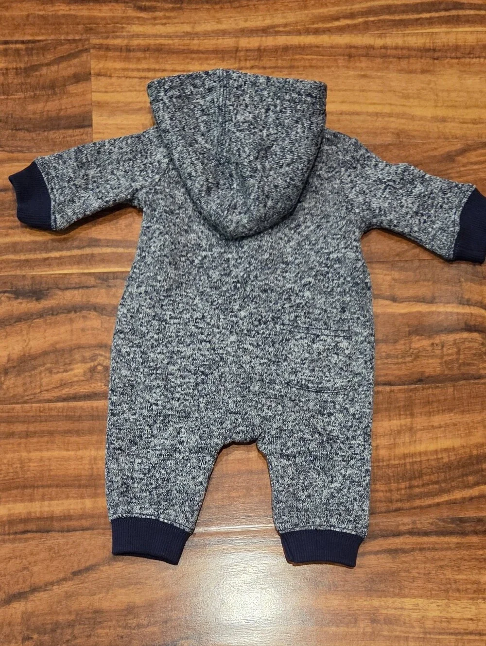 Gymboree NWT 0-3 Months Heathered Navy Hooded One-Piece Romper